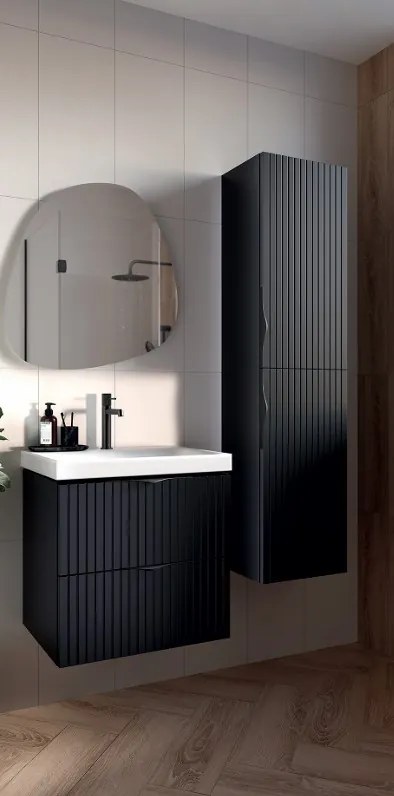 Cersanit Tirso, závesná umývadlová skrinka 994x447x572 mm + keramické umývadlo, čierna matná, S801-588