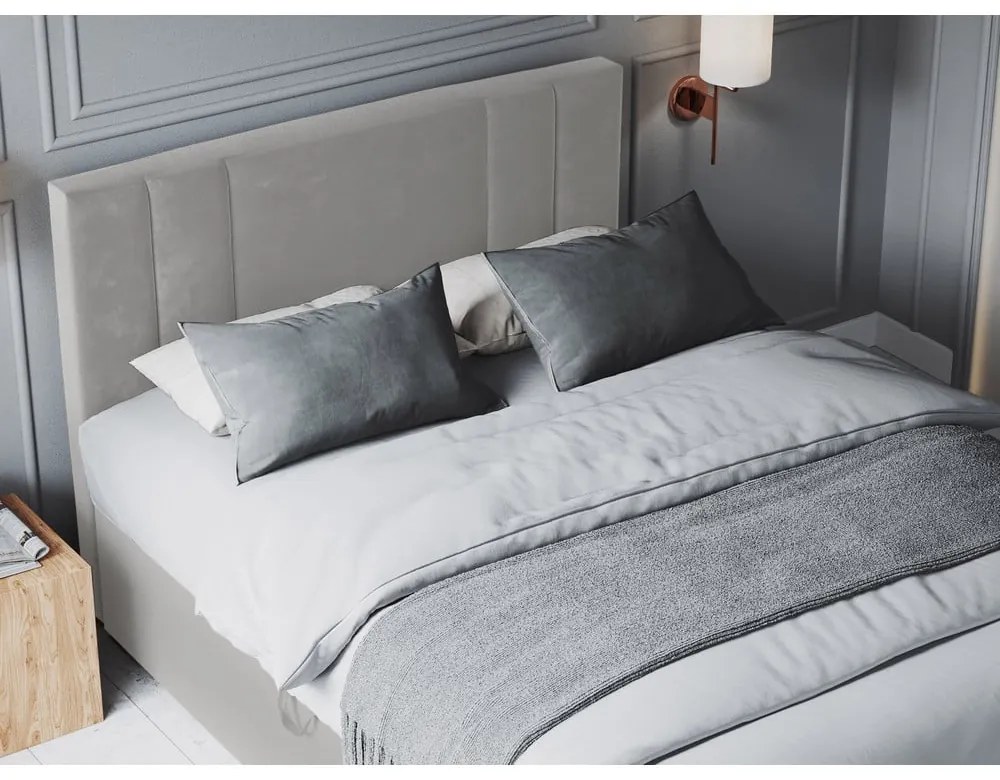 Béžová zamatová dvojlôžková posteľ Mazzini Beds Afra, 160 x 200 cm