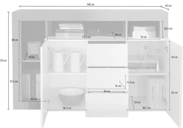 Komoda LENOR bela/rjava