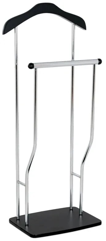 Němý sluha, výška 108 cm, MDF - černý matný lak, kov - chrom, nosnost 5 kg