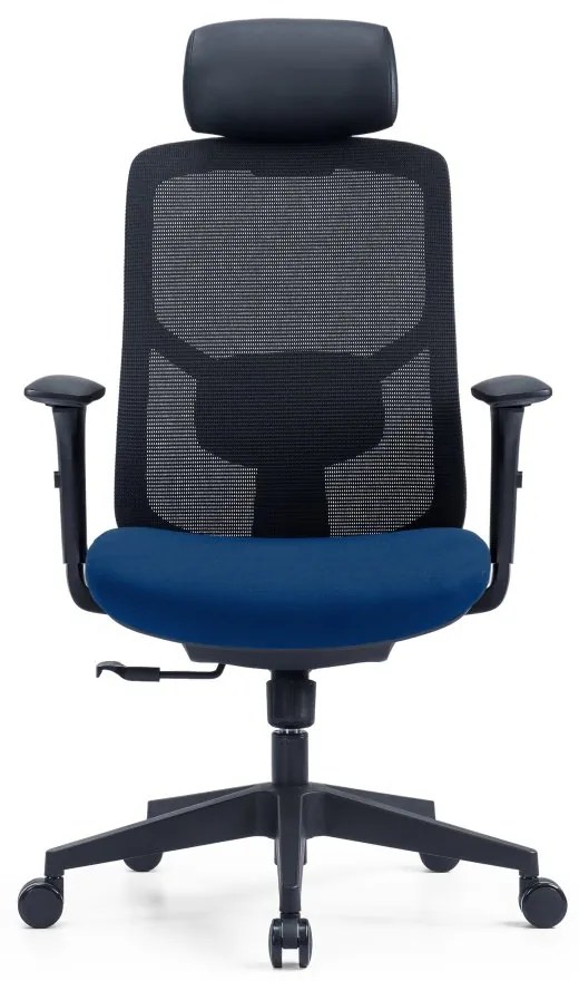 Kancelárska ergonomická stolička PYLON — látka, čierna / viac farieb Modrá Bez podhlavníka