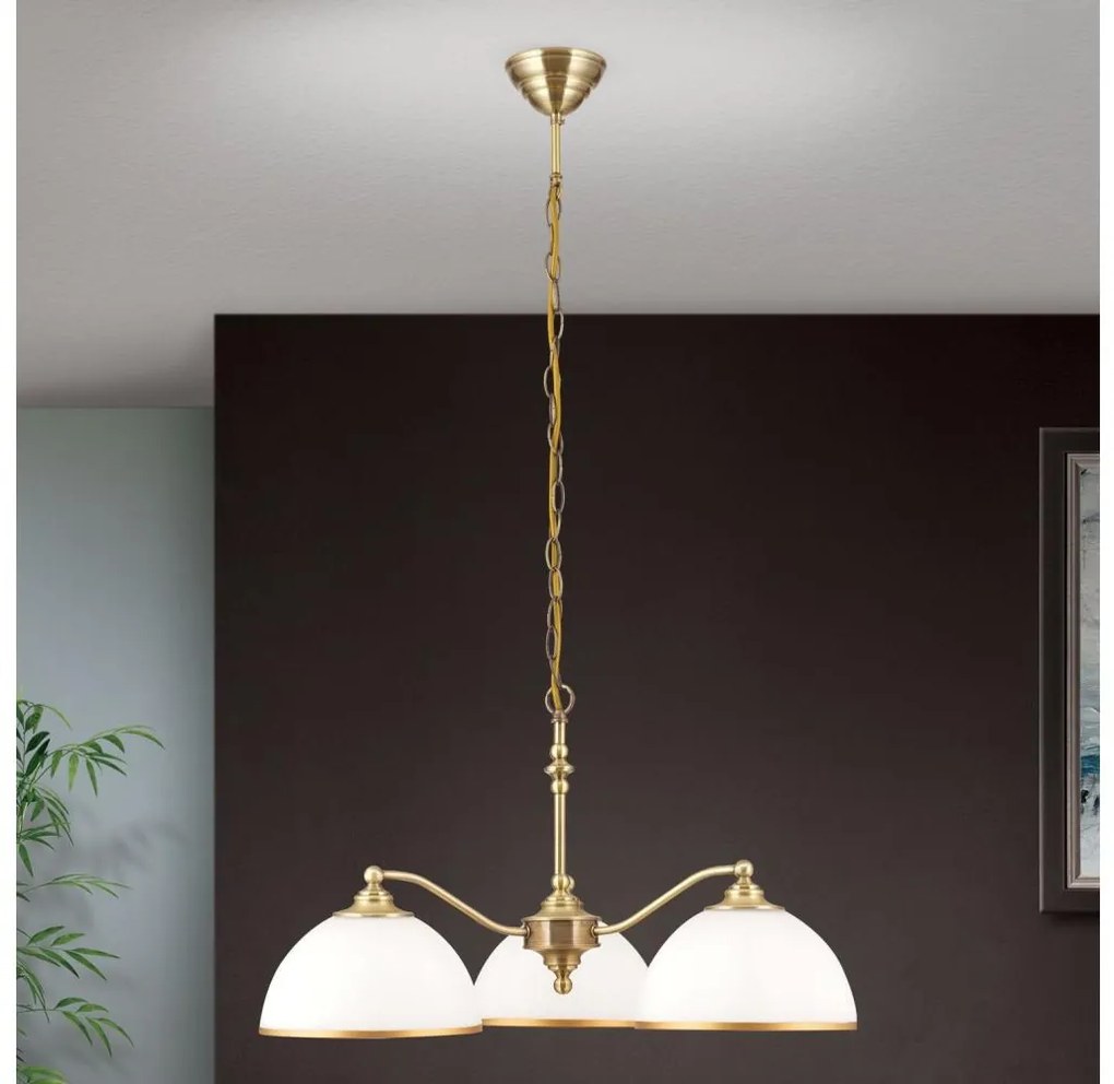 Orion LU 1838/3 - Luster na reťazi OLD LAMP 3xE27/40W/230V biela/mosadz OR0126