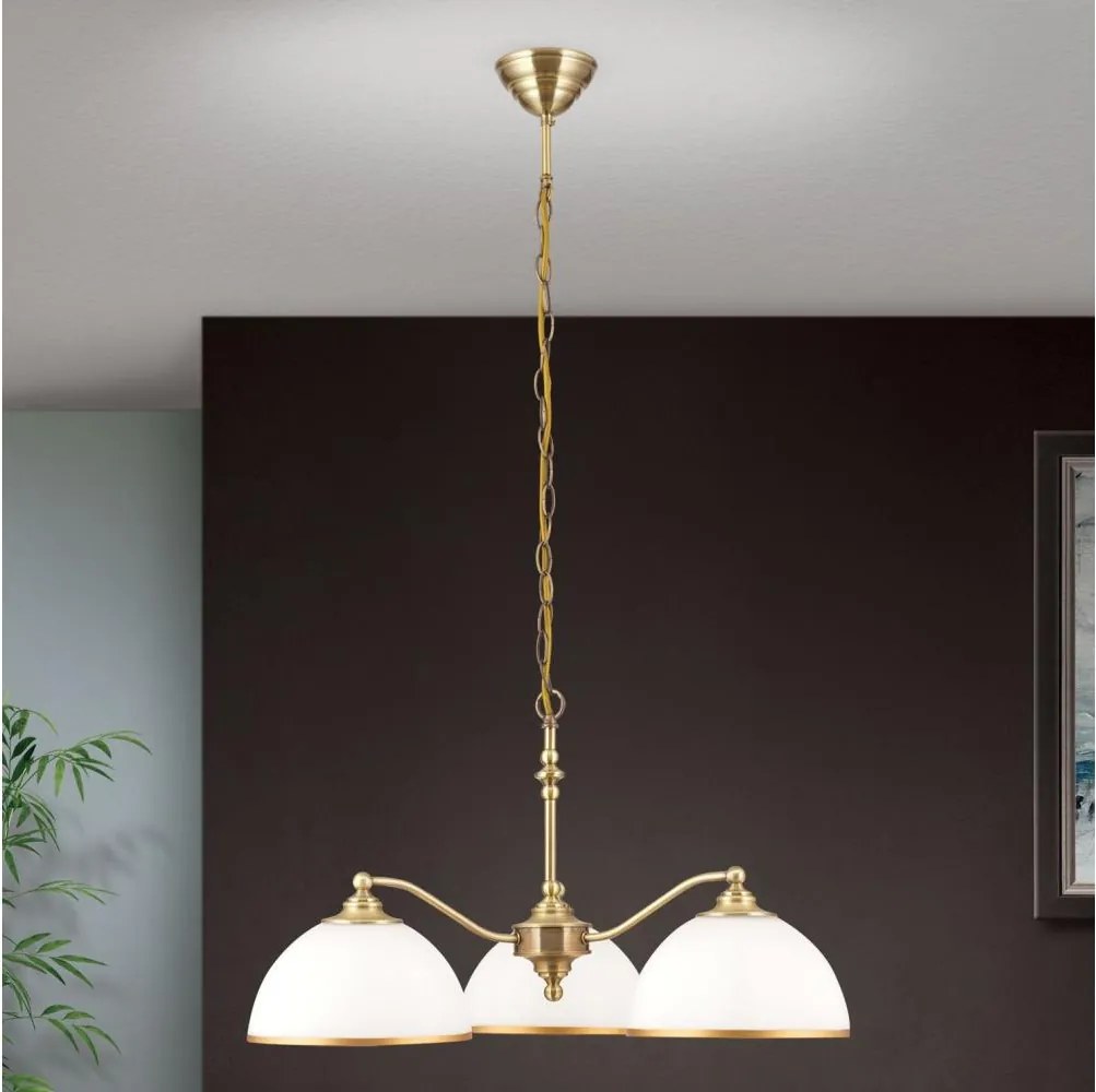 Orion LU 1838/3 - Luster na reťazi OLD LAMP 3xE27/40W/230V biela/mosadz