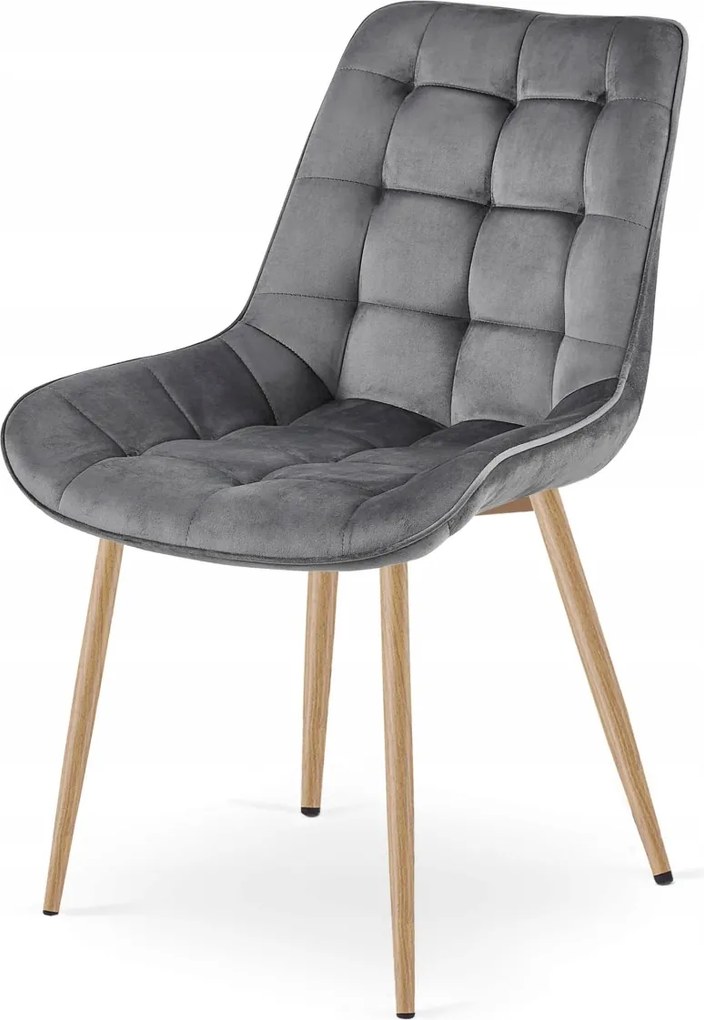 Sivá zamatová stolička BERA