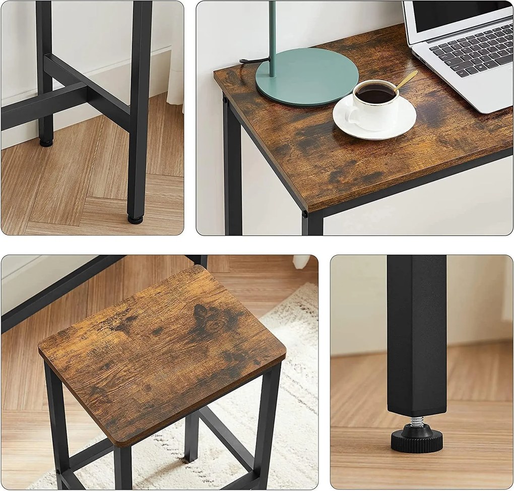 Barový stôl s barovými stoličkami, rustikálny hnedý