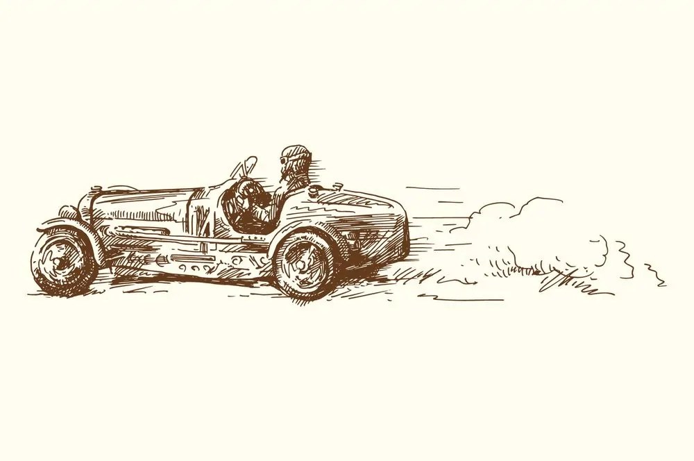 Samolepiaca tapeta retro pretekárske auto - 150x100