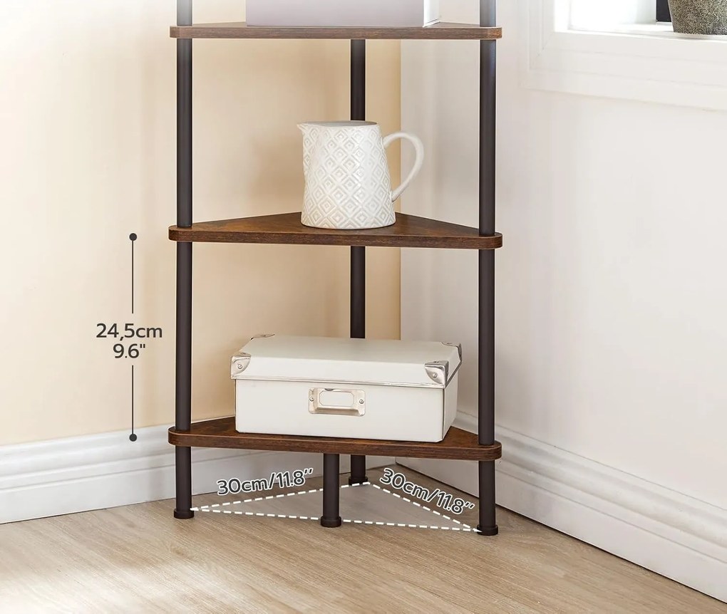 Rohový regál Vasagle Ebbi 30 cm hnedý/čierny