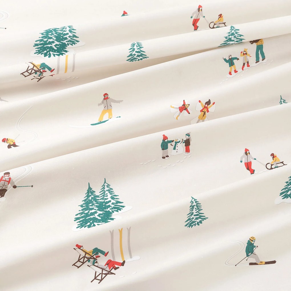 Goldea vianočný okrúhly obrus 100% bavlnené plátno - zimné radovánky Ø 140 cm