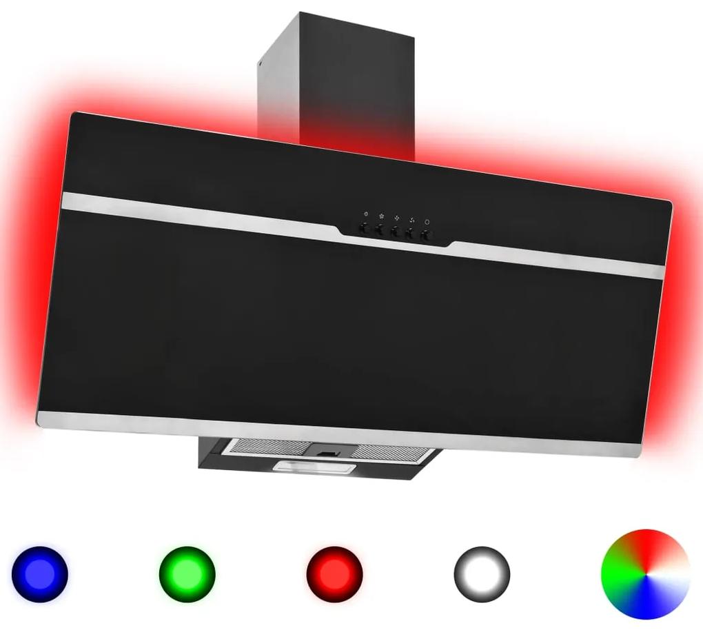 RGB Nástenný digestor s LED 90 cm nehrdzavejúca oceľ a tvrdené sklo 51245