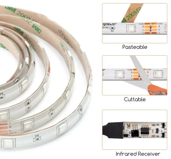 Aigostar - LED RGB Stmievateľný pásik 3m LED/24W/12/230V IP65 + DO
