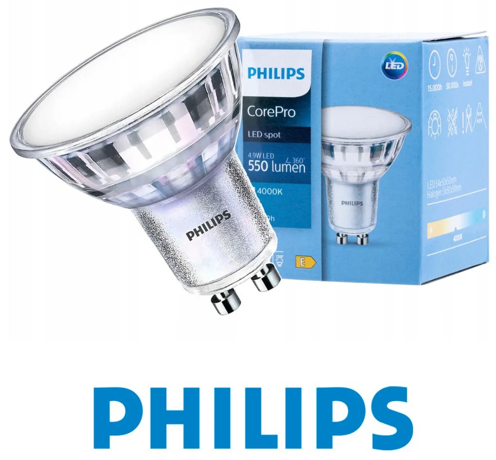 LED žiarovka Philips Corepro GU10 - 4,9 W - 550 Lm - neutrálna biela - Premium