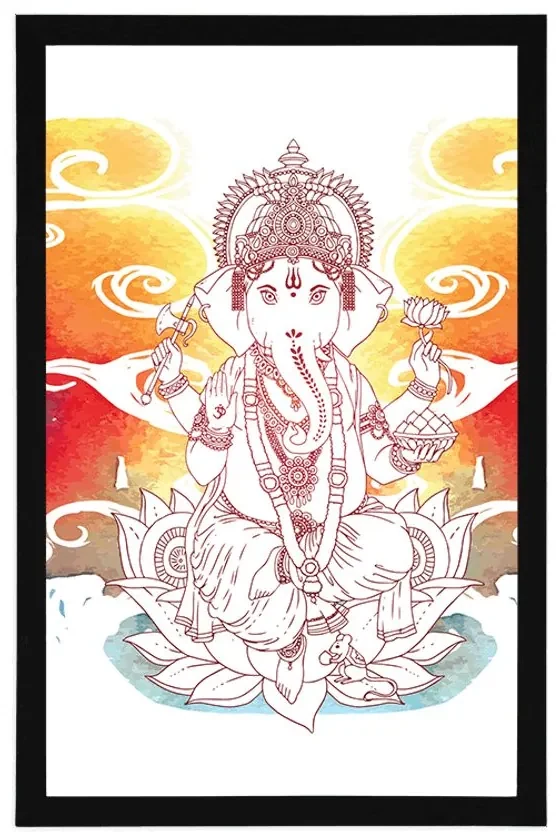 Plagát hinduistický Ganéša - 20x30 black