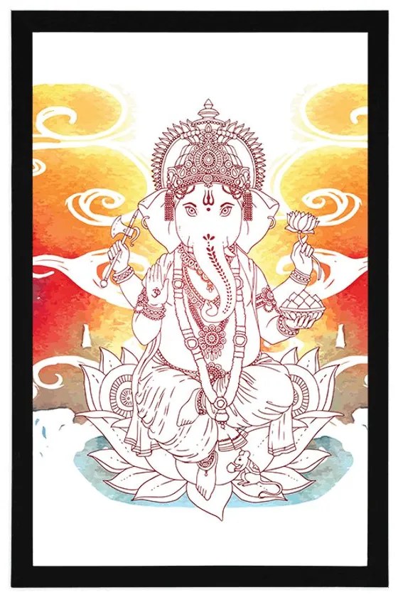 Plagát hinduistický Ganéša - 30x45 silver