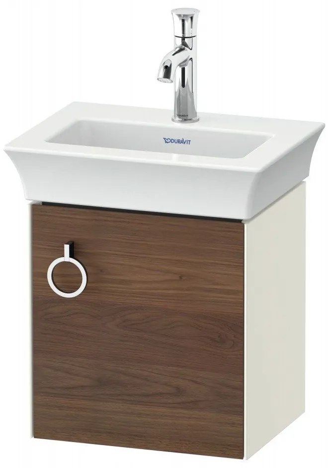 DURAVIT White Tulip závesná skrinka pod umývadielko, 1 dvierka, pánty vpravo, 384 x 298 x 410 mm, americký orech masív/nordická biela vysoký lesk, WT4250R77H4