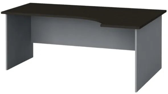 Ergonomický kancelársky pracovný stôl PRIMO FLEXI 180x120 cm, sivá / wenge, pravý