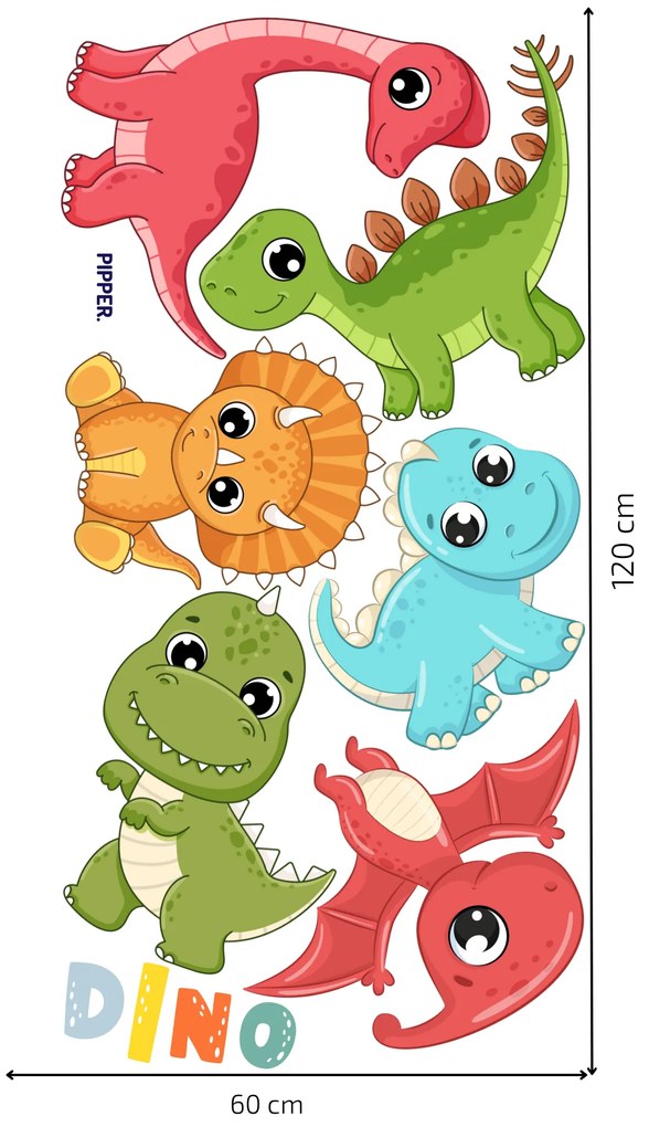 PIPPER. Textilná nálepka na stenu "Baby dinosaury"