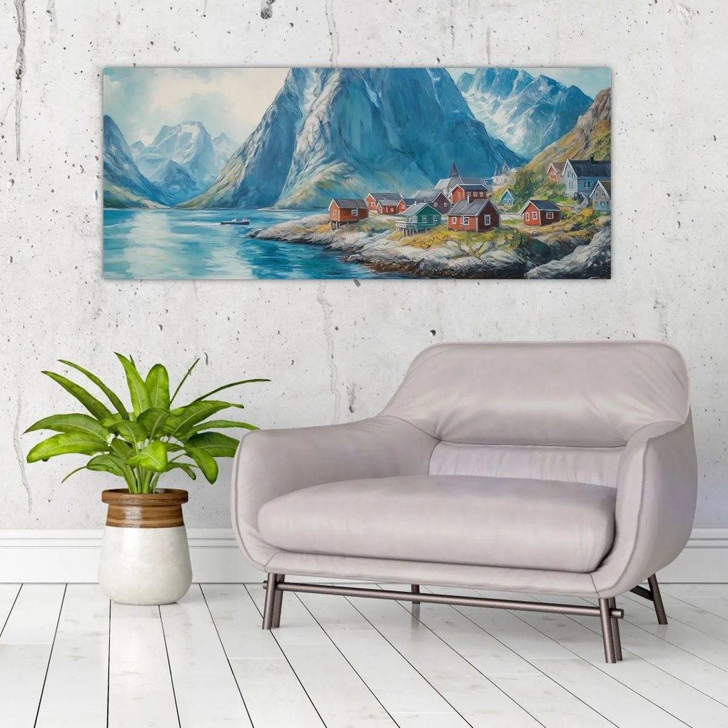 Obraz - Nórska dedinka (120x50 cm)