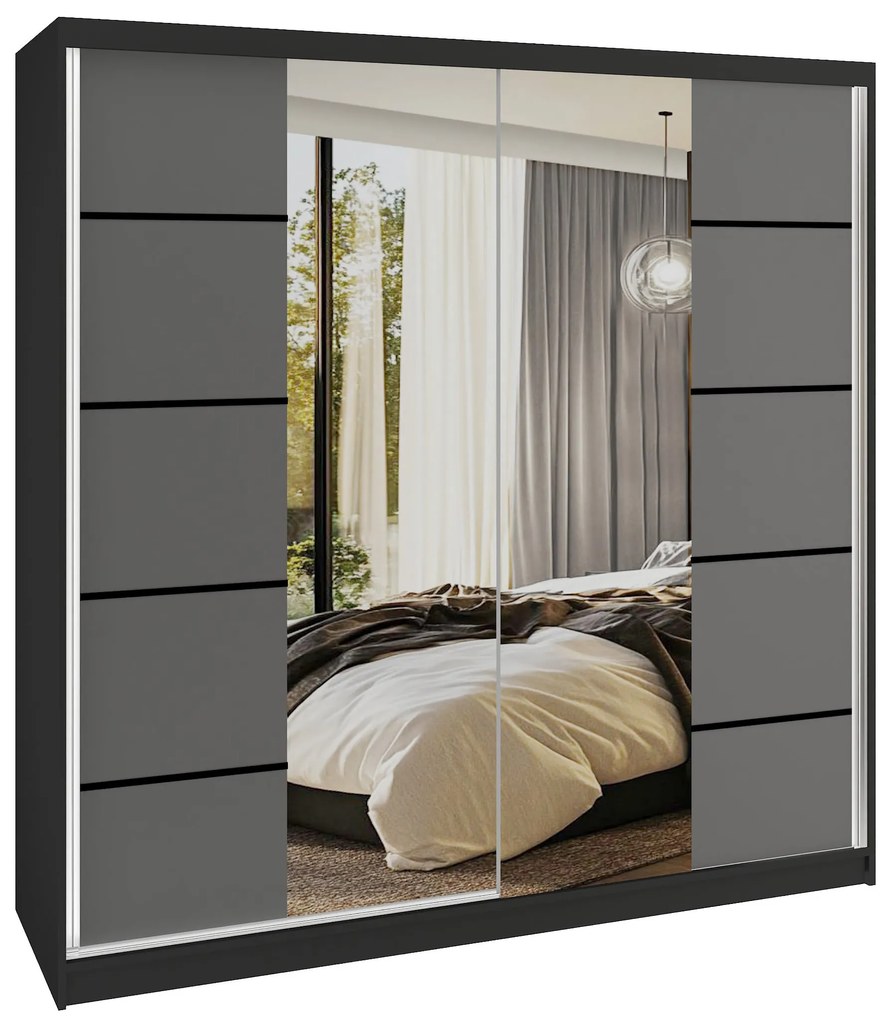 Šatníková skriňa SERENITY 200 cm šedý mat ME SERENITY SZP5/0/B/SR/0/HIAL