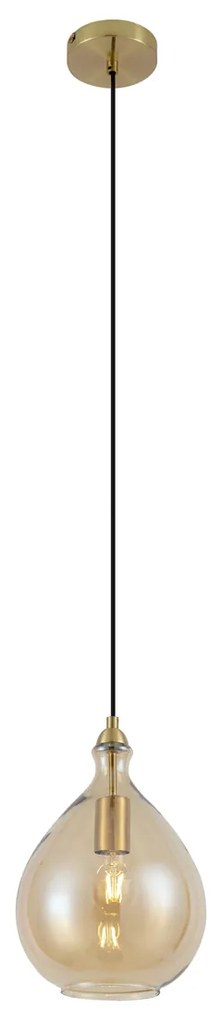 Moderné závesné svietidlo zlaté s jantárovým sklom - Traditional