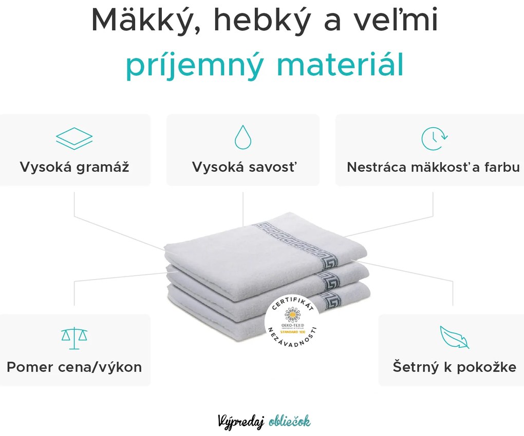 Osuška GREEK 70x130 cm biela, 100% bavlna