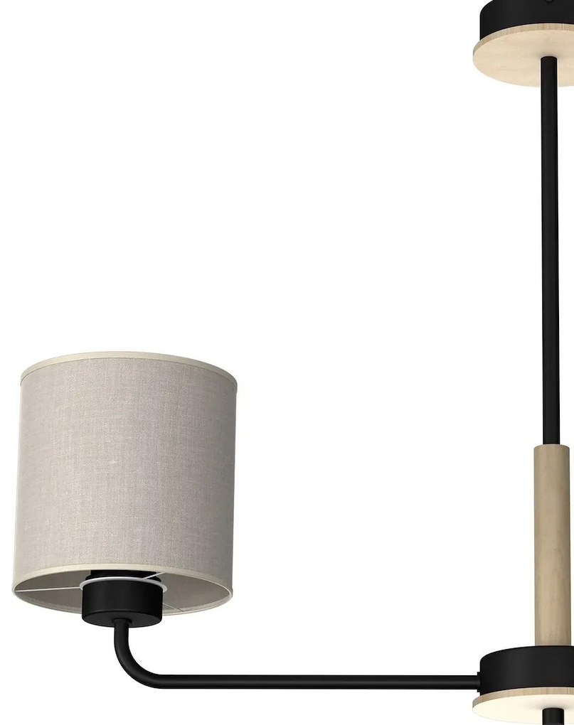 Luster Atlanta, 3x ľanové tienidlo, b/drevo