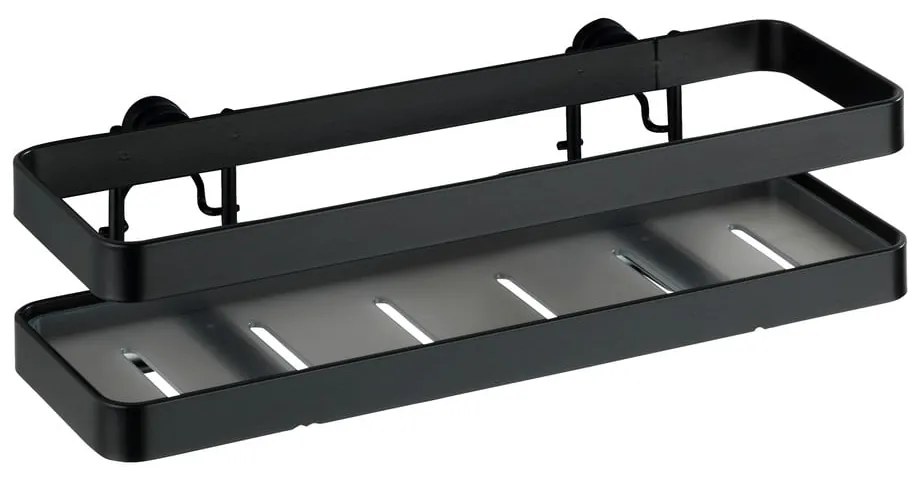 Čierna nástenná polica do kuchyne Wenko Turbo-Loc® Gala, šírka 22 cm