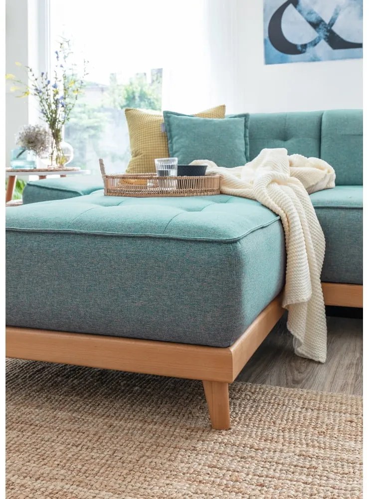 Tyrkysovomodrá rozkladacia rohová pohovka (pravý roh/do tvaru "U") Dazzling Daisy – Miuform