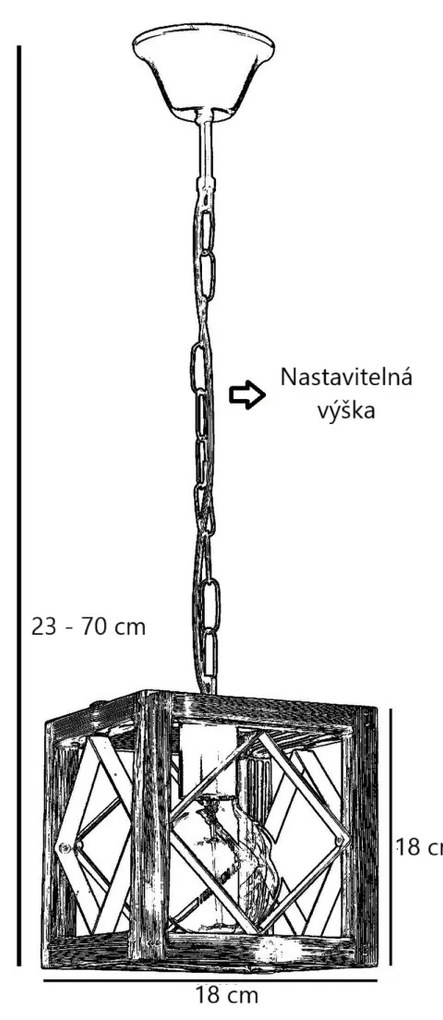 Stropní svítidlo ZIKZAK II jedlové dřevo ořech/černé