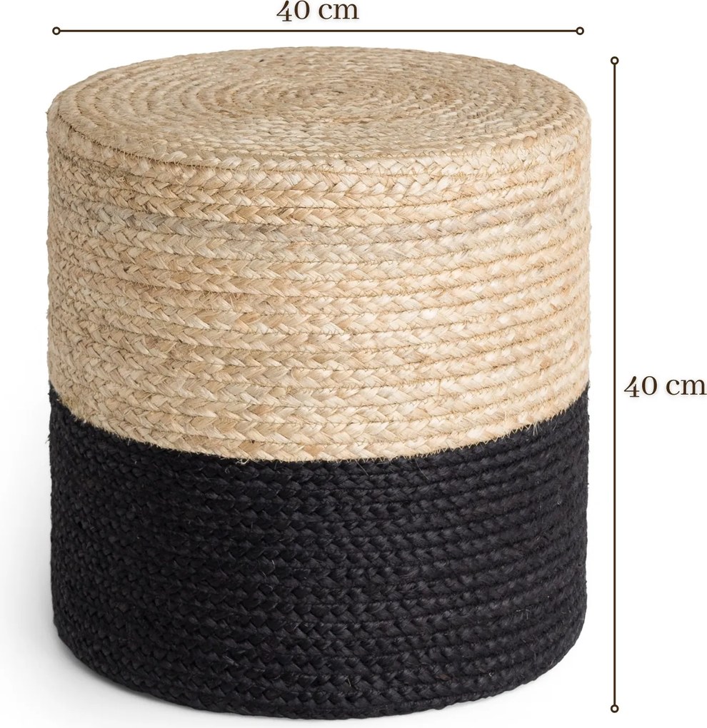 Hanse Home Sedací vak JUTTA POUF 106237 Beige/Black - 40x40 cm