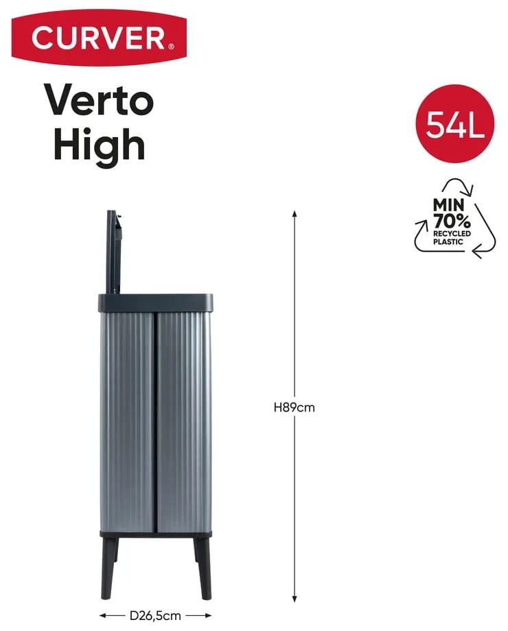 Modrý dotykový odpadkový kôš z recyklovaného plastu 54 l Verto High – Curver