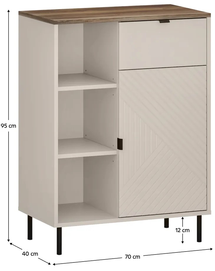 Skriňa EYCO 1D1S, kašmír/dub Castello