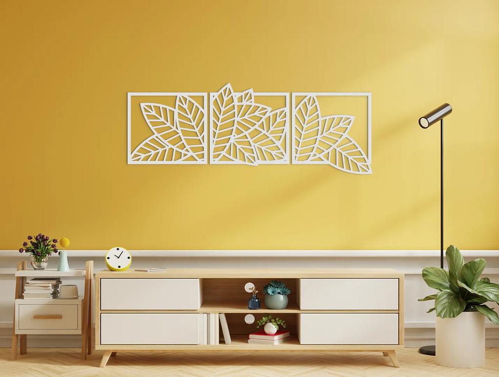 drevko Viacdielna dekorácia na stenu Listy