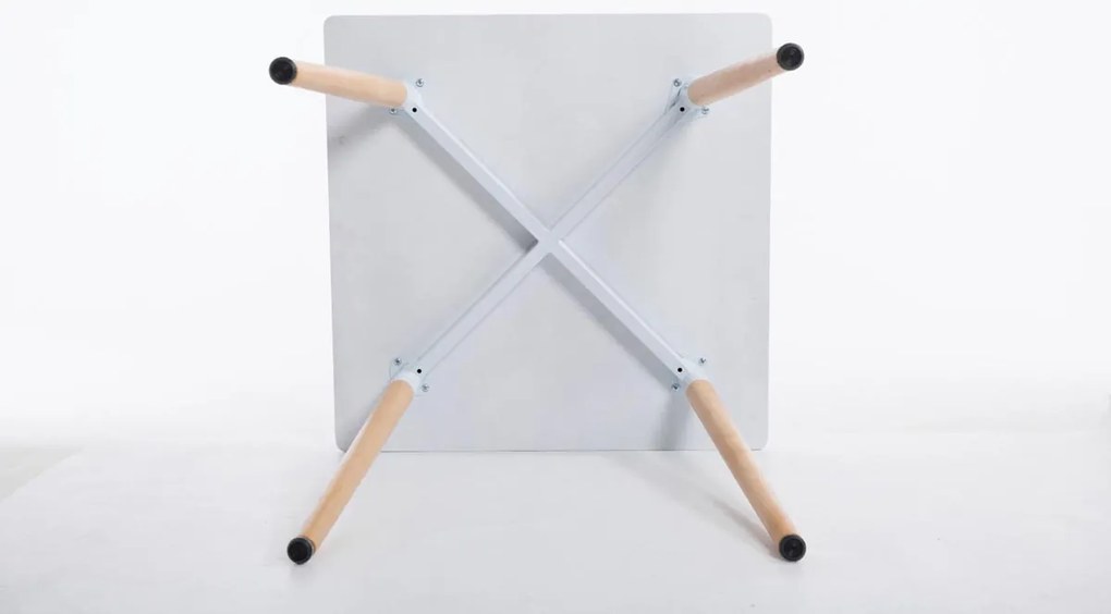 Jedálenský stôl drevený Bent, nohy natura - v75 x 80 x 80 cm - Biela