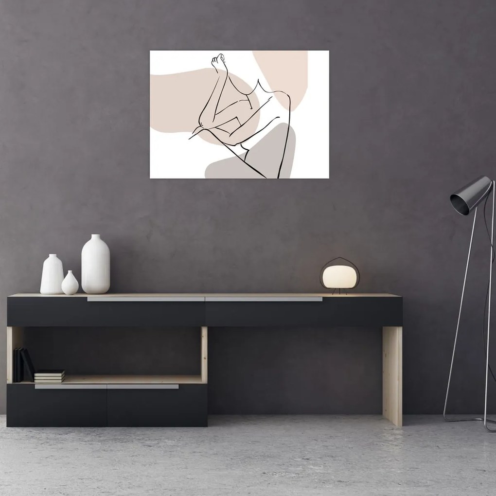 Sklenený obraz - Woman body line art N⁰1 (70x50 cm)