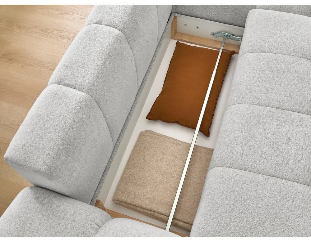 Svetlosivá ženilková rozkladacia/s úložným priestorom rohová pohovka (pravý roh/s leňoškou) Everest – Bobochic Paris