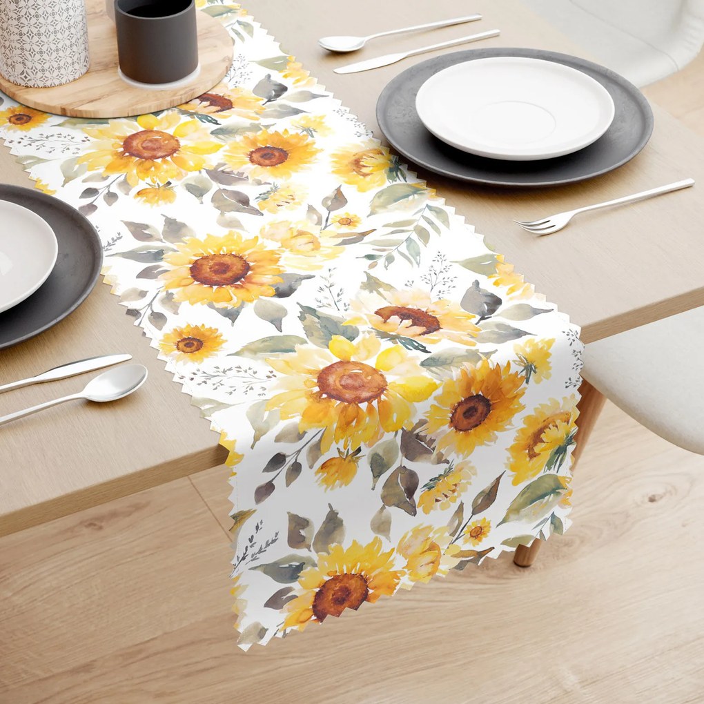 Goldea behúň na stôl teflónový - kvety slnečnice 50x140 cm