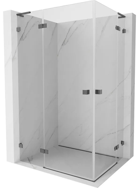 Mexen Lunar, L Duo sklápací sprchový kút 110 x 75 cm, 8mm číre sklo, profil grafit brúsený, 834L-110L-075P-66-00