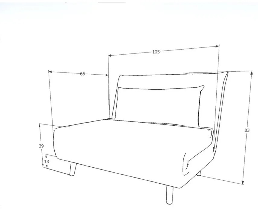 Sivé rozkladacie kreslo SPIKE