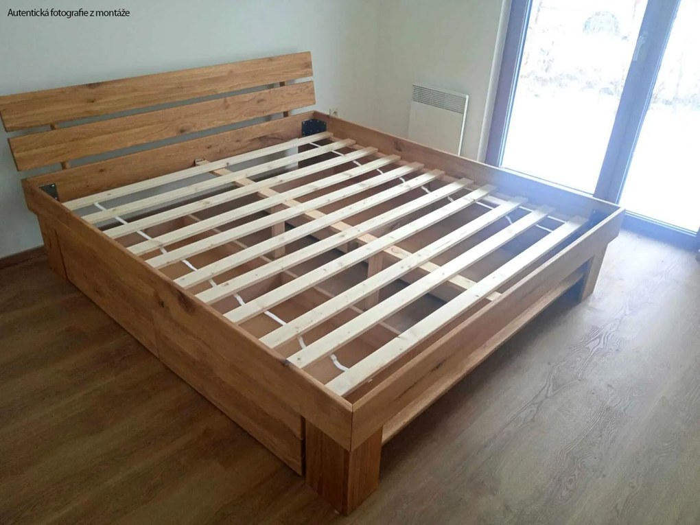 Posteľ z masívu duba FRED so šuplíkmi 200x180 cm