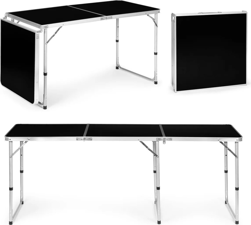 Skládací turistický stůl Veloca 180x60 cm černý