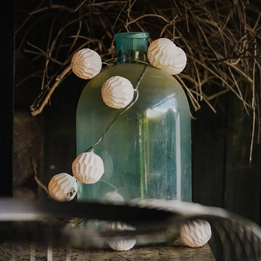 DECOLED LED světelný řetěz na baterie, 10 teple bílých diod, 1,8 m, koule