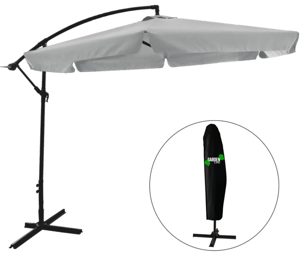 Záhradný slnečník s ochranným obalom BANANA 300 cm sivý