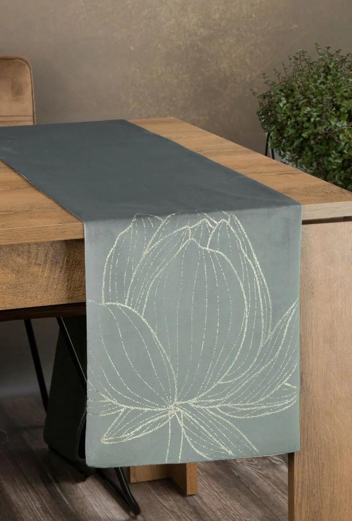 Dekorstudio Elegantný zamatový behúň na stôl BLINK 12 strieborný Rozmer behúňa (šírka x dĺžka): 35x220cm