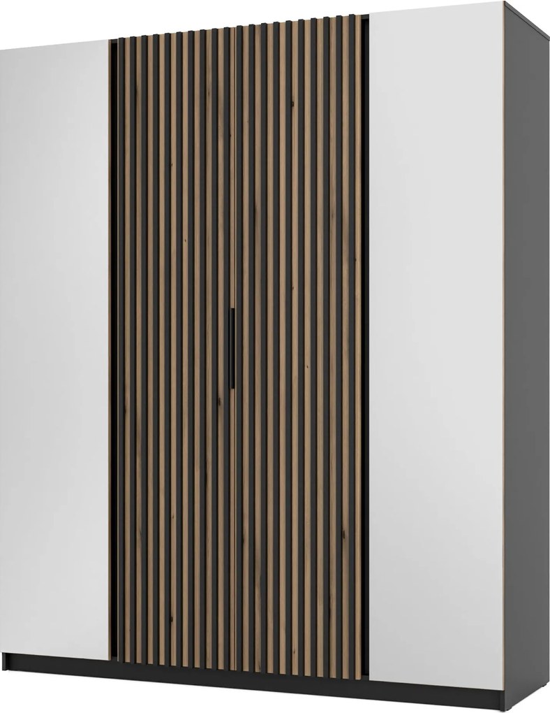 4-dverová skriňa do spálne s zrkadlom a lamelami Dravero Bl/ev-bl 2L 2LAM