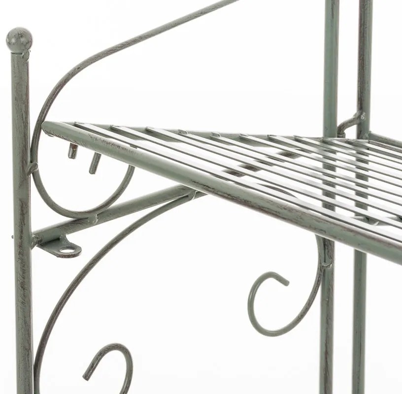 Kovová polica regál Lenja - Zelená antik