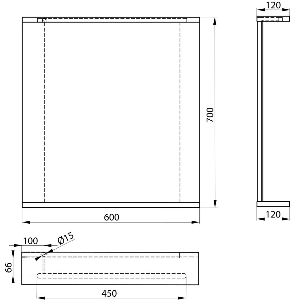 Aqualine Aqualine, KORIN STRIP zrkadlo s LED osvetlením 60x70x12cm, dub platin, KO990S