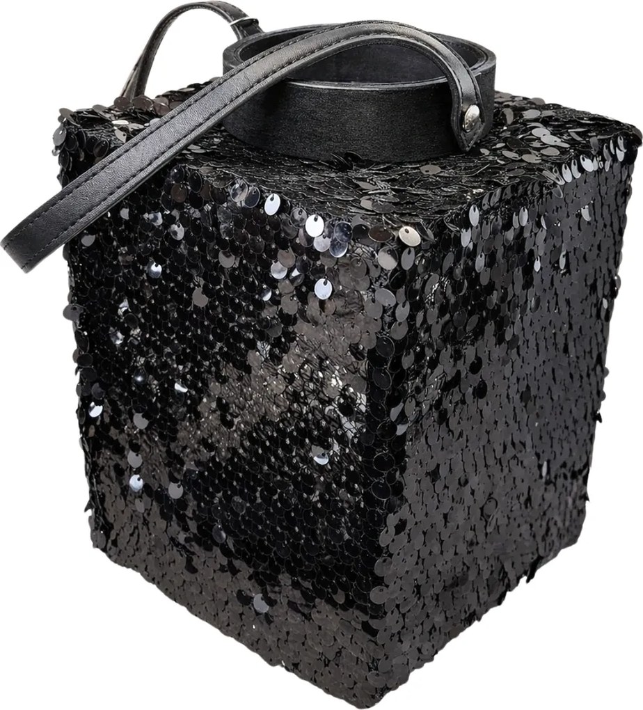 Lucerna s flitrami LOFTY GLAM 27 cm, čierna