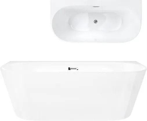 Voľne stojaca nástenná vaňa Corsan Mono 170 x 80, široký okraj, chróm