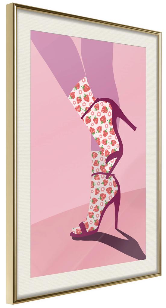 Artgeist Plagát - Strawberry Socks [Poster] Veľkosť: 20x30, Verzia: Čierny rám s passe-partout