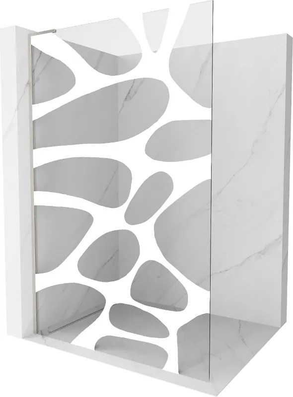 Mexen Kioto L, sprchová zástena Walk-In 100 x 200 cm, 8mm číre sklo biely vzor, brúsená oceľ profil, 800-100-103-97-97